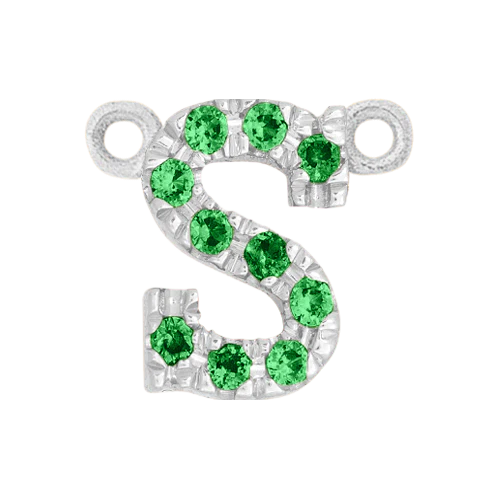 Green Garnet + 14k White Gold Letter Charm - Image 19