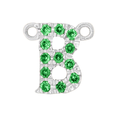Green Garnet + 14k White Gold Letter Charm - Image 2