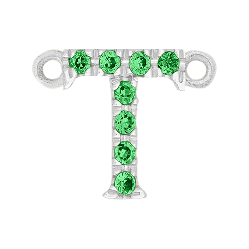 Green Garnet + 14k White Gold Letter Charm - Image 20