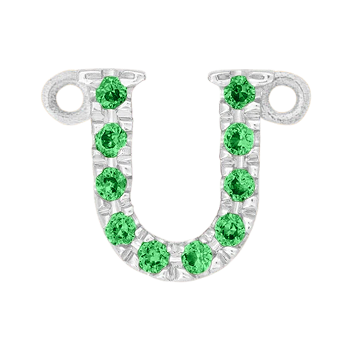 Green Garnet + 14k White Gold Letter Charm - Image 21