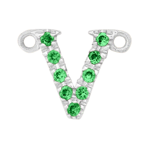 Green Garnet + 14k White Gold Letter Charm - Image 22