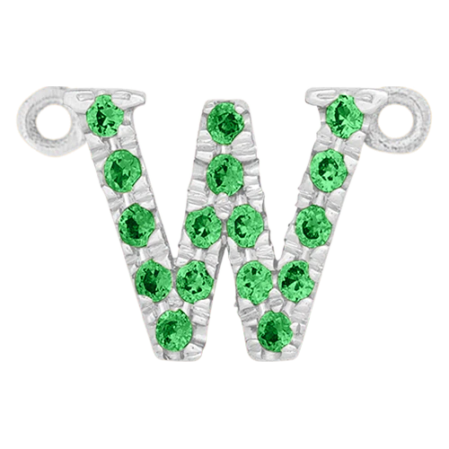 Green Garnet + 14k White Gold Letter Charm - Image 23