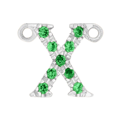 Green Garnet + 14k White Gold Letter Charm - Image 24
