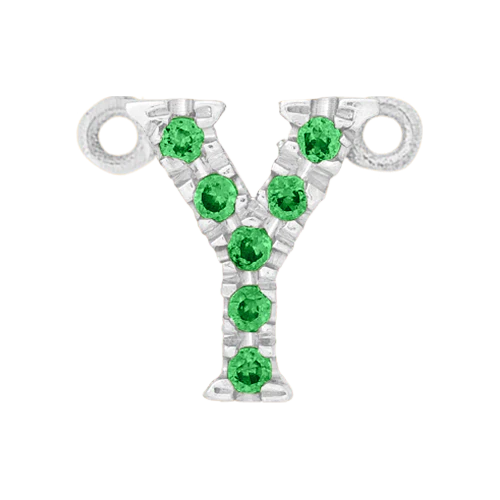 Green Garnet + 14k White Gold Letter Charm - Image 25