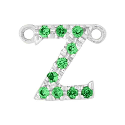 Green Garnet + 14k White Gold Letter Charm - Image 26