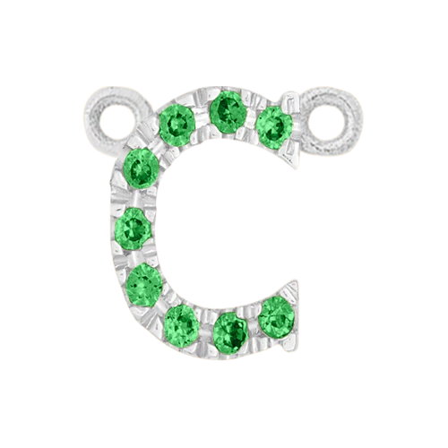 Green Garnet + 14k White Gold Letter Charm - Image 3