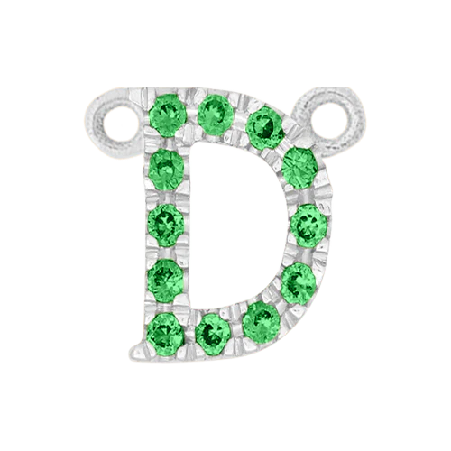 Green Garnet + 14k White Gold Letter Charm - Image 4