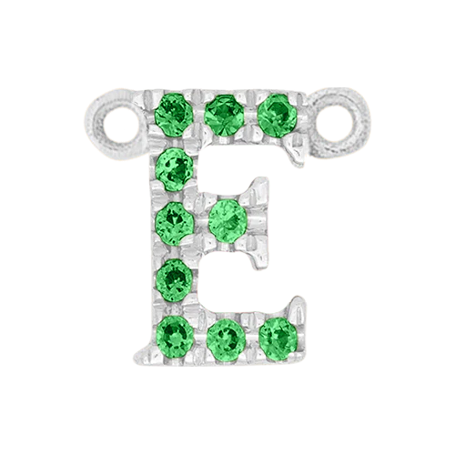 Green Garnet + 14k White Gold Letter Charm - Image 5