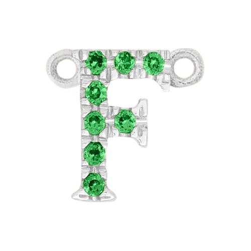 Green Garnet + 14k White Gold Letter Charm - Image 6