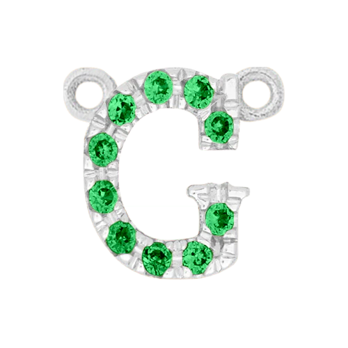 Green Garnet + 14k White Gold Letter Charm - Image 7