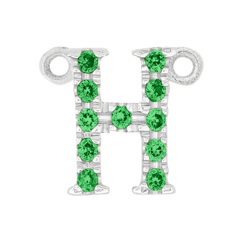 Green Garnet + 14k White Gold Letter Charm - Image 8
