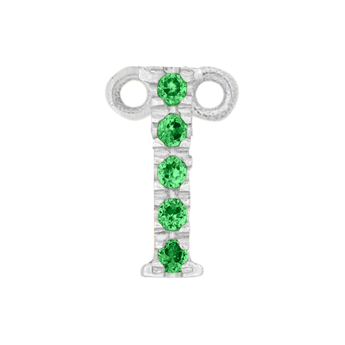 Green Garnet + 14k White Gold Letter Charm - Image 9