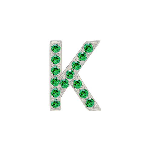 Green Garnet + 14k White Gold Letter Charm - Image 11