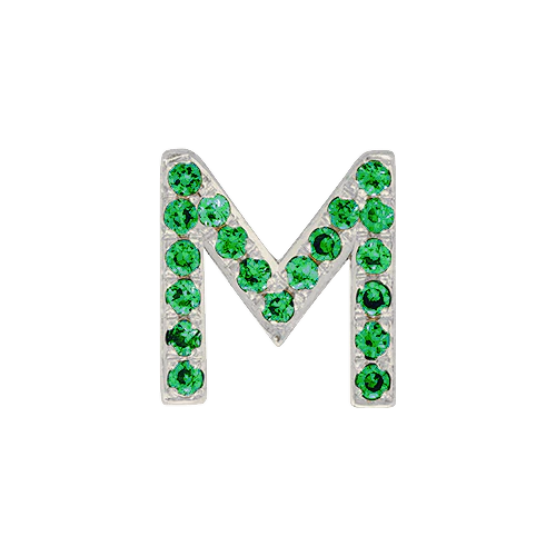 Green Garnet + 14k White Gold Letter Charm - Image 13