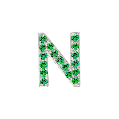 Green Garnet + 14k White Gold Letter Charm - Image 14