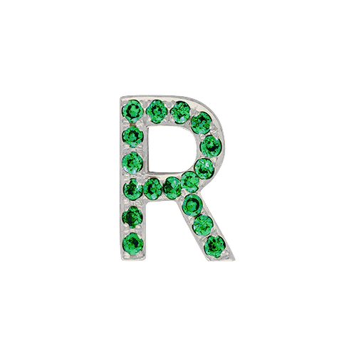 Green Garnet + 14k White Gold Letter Charm - Image 18
