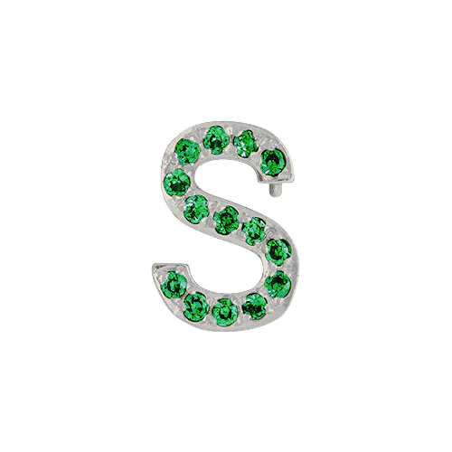 Green Garnet + 14k White Gold Letter Charm - Image 19