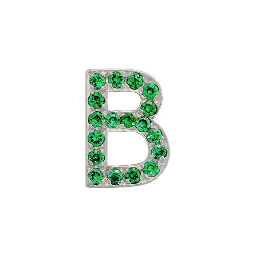 Green Garnet + 14k White Gold Letter Charm - Image 2