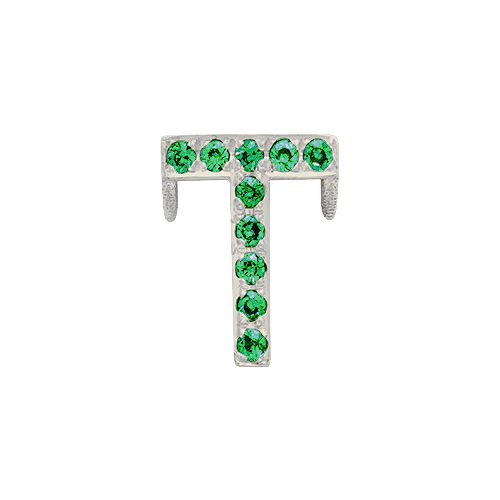 Green Garnet + 14k White Gold Letter Charm - Image 20