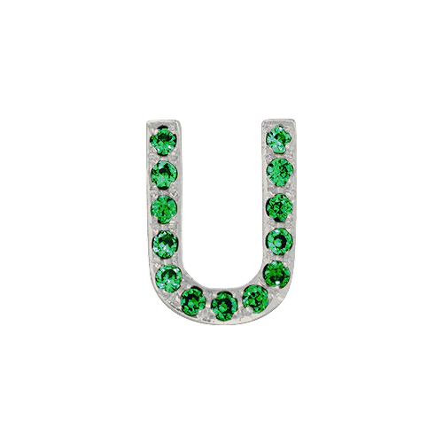 Green Garnet + 14k White Gold Letter Charm - Image 21