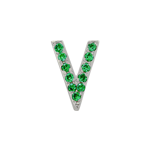 Green Garnet + 14k White Gold Letter Charm - Image 22