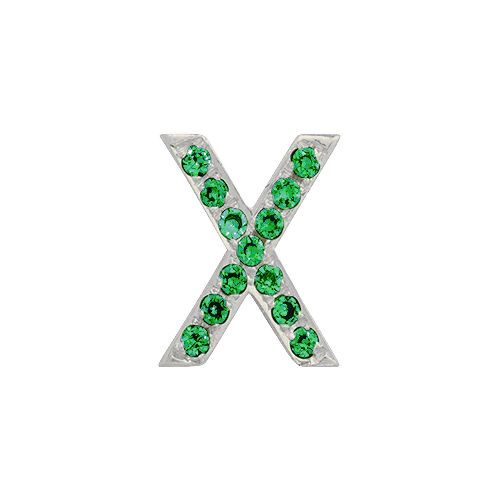 Green Garnet + 14k White Gold Letter Charm - Image 24
