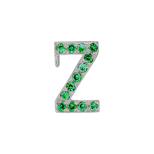 Green Garnet + 14k White Gold Letter Charm - Image 26