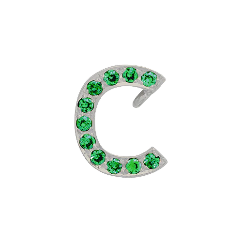Green Garnet + 14k White Gold Letter Charm - Image 3