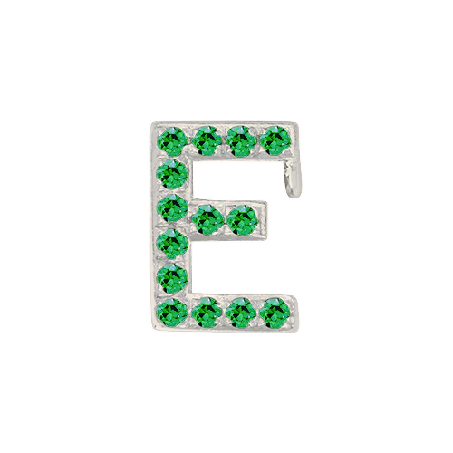Green Garnet + 14k White Gold Letter Charm - Image 5
