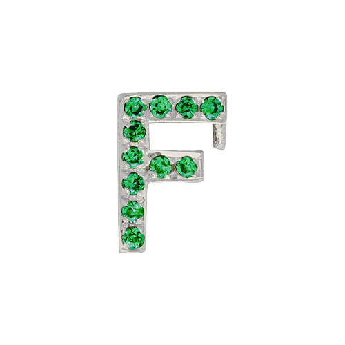 Green Garnet + 14k White Gold Letter Charm - Image 6