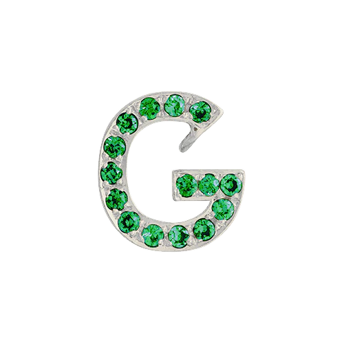 Green Garnet + 14k White Gold Letter Charm - Image 7