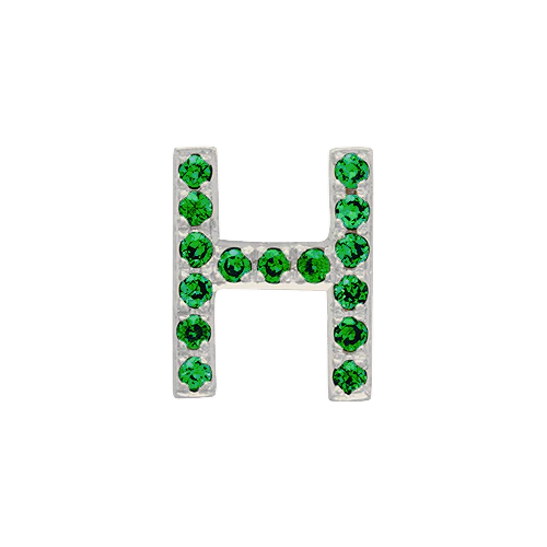 Green Garnet + 14k White Gold Letter Charm - Image 8