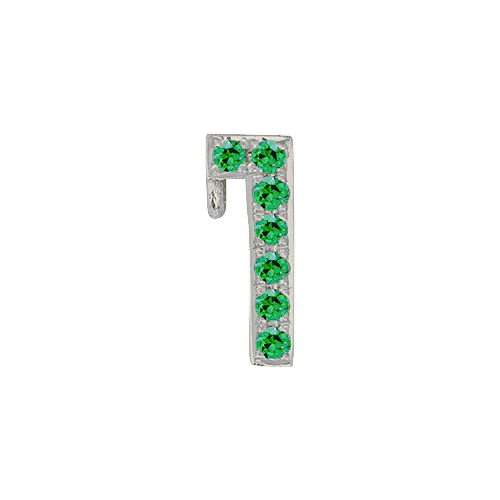 Green Garnet + 14k White Gold Number Charm - Image 2