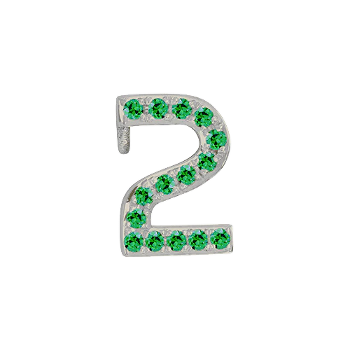 Green Garnet + 14k White Gold Number Charm - Image 3