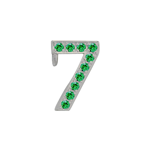 Green Garnet + 14k White Gold Number Charm - Image 8