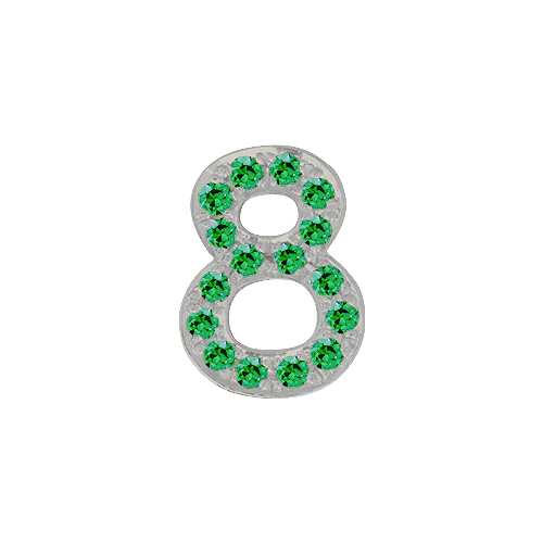 Green Garnet + 14k White Gold Number Charm - Image 9