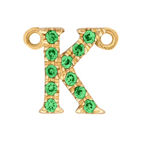 Green Garnet + 14k Yellow Gold Letter Charm - Image 11