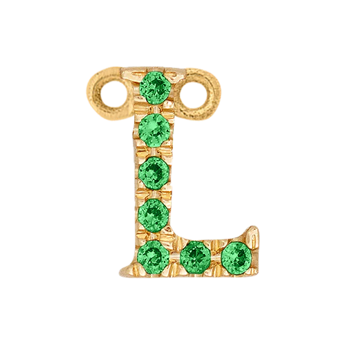 Green Garnet + 14k Yellow Gold Letter Charm - Image 12