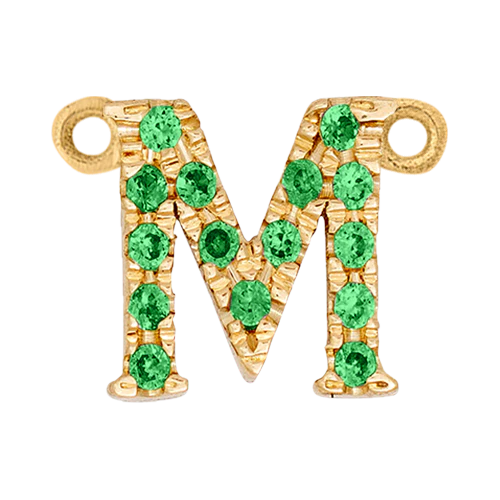Green Garnet + 14k Yellow Gold Letter Charm - Image 13