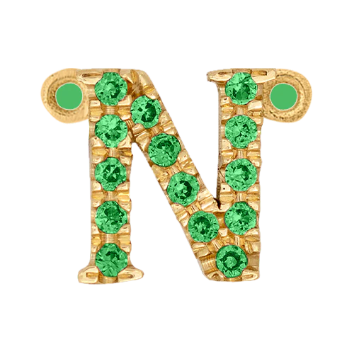 Green Garnet + 14k Yellow Gold Letter Charm - Image 14