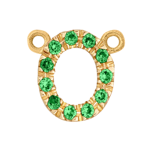 Green Garnet + 14k Yellow Gold Letter Charm - Image 15