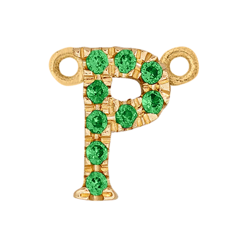 Green Garnet + 14k Yellow Gold Letter Charm - Image 16