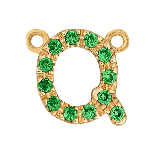 Green Garnet + 14k Yellow Gold Letter Charm - Image 17