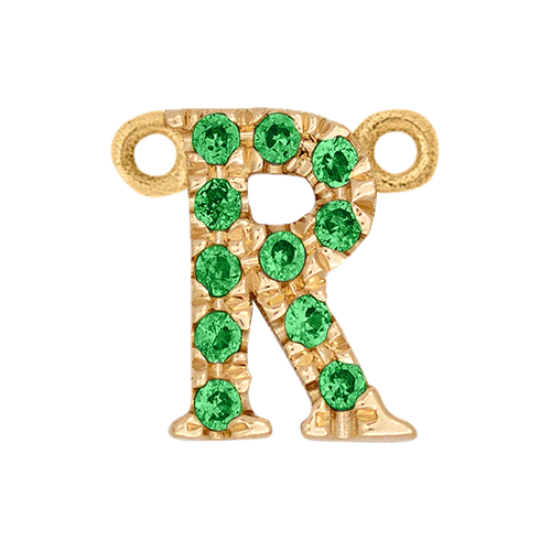 Green Garnet + 14k Yellow Gold Letter Charm - Image 18