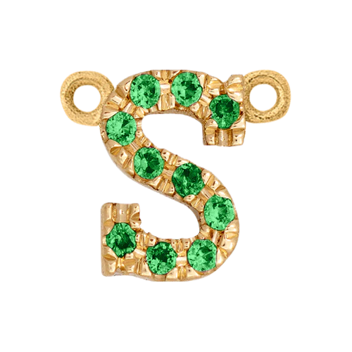 Green Garnet + 14k Yellow Gold Letter Charm - Image 19