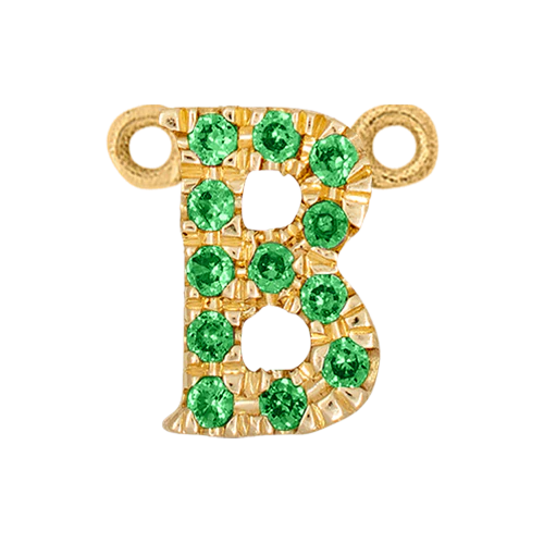Green Garnet + 14k Yellow Gold Letter Charm - Image 2