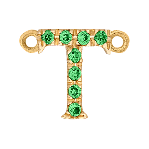 Green Garnet + 14k Yellow Gold Letter Charm - Image 20