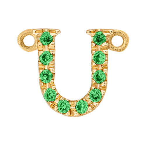 Green Garnet + 14k Yellow Gold Letter Charm - Image 21