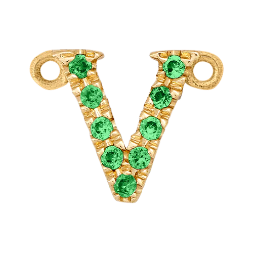 Green Garnet + 14k Yellow Gold Letter Charm - Image 22