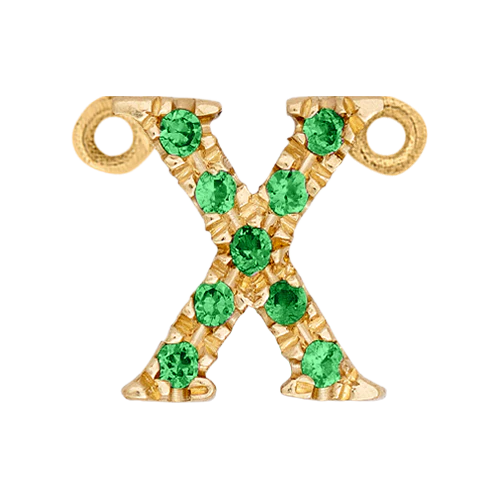 Green Garnet + 14k Yellow Gold Letter Charm - Image 24